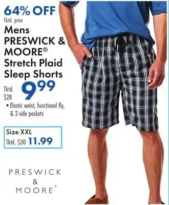 Boscov's Mens PRESWICK & MOORE Stretch Plaid Sleep Shorts offer