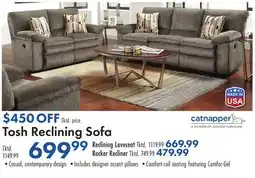 Boscov's Tosh Reclining Sofa offer