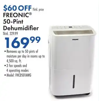 Boscov's FREONIC 50-Pint Dehumidifi er offer