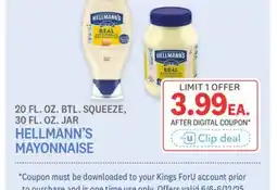 Kings Food Markets HELLMANN'S MAYONNAISE offer