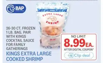 Kings Food Markets KINGS EXTRA LARGE COOKED SHRIMP offer