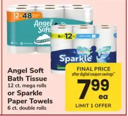 ACME Angel Soft Bath Tissue 12 ct. mega rolls or Sparkle Paper Towels 6 ct. double rolls offer