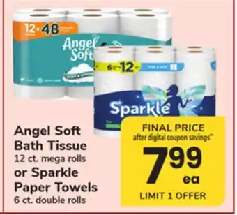 ACME Angel Soft Bath Tissue 12 ct. mega rolls or Sparkle Paper Towels 6 ct. double rolls offer