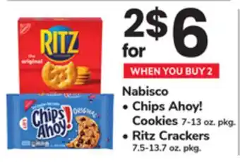 ACME Nabisco Chips Ahoy! Cookies 7-13 oz. pkg., Ritz Crackers 7.5-13.7 oz. pkg offer