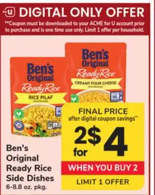 ACME Ben's Original Ready Rice Side Dishes offer