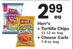 ACME Herr's Tortilla Chips 11-12 oz. bag Cheese Curls 7-8 oz. bag offer