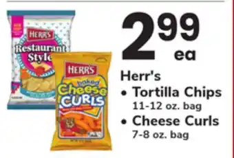 ACME Herr's Tortilla Chips 11-12 oz. bag Cheese Curls 7-8 oz. bag offer