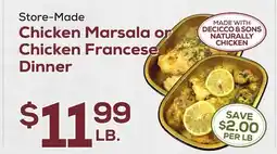 DeCicco & Sons Chicken Marsala or Chicken Francese Dinner offer