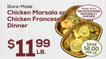 DeCicco & Sons Chicken Marsala or Chicken Francese Dinner offer