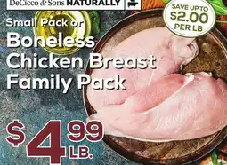 DeCicco & Sons DeCicco & Sons Small Pack or Boneless Chicken Breast Family Pack offer