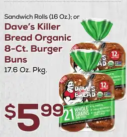 DeCicco & Sons Dave's Killer Bread Organic 8-Ct. Burger Buns, 17.6 Oz. Pkg offer