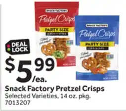 Stop&Shop Snack Factory Pretzel Crisps offer