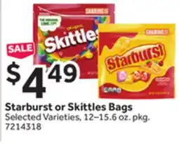 Stop&Shop Starburst or Skittles Bags offer