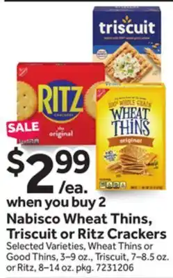 Stop&Shop Nabisco Wheat Thins, Triscuit or Ritz Crackers offer