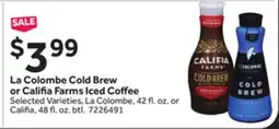 Stop&Shop La Colombe Cold Brew or Califia Farms Iced Coffee offer