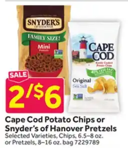 Stop&Shop Cape Cod Potato Chips or Snyder's of Hanover Pretzels offer