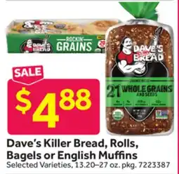 Stop&Shop Dave's Killer Bread, Rolls, Bagels or English Muffins offer