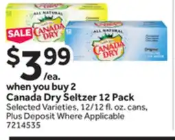 Stop&Shop Canada Dry Seltzer 12 Pack offer