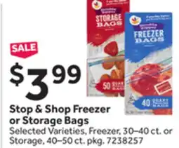 Stop&Shop Stop & Shop Freezer or Storage Bags offer