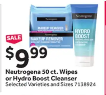 Stop&Shop Neutrogena 50 ct. Wipes or Hydro Boost Cleanser offer