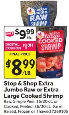 Stop&Shop Stop & Shop Extra Jumbo Raw or Extra Large Cooked Shrimp offer