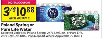 Stop&Shop Poland Spring or Pure Life Water offer