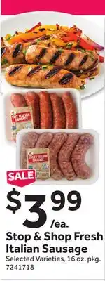 Stop&Shop Stop & Shop Fresh Italian Sausage offer