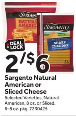 Stop&Shop Sargento Natural American or Sliced Cheese offer