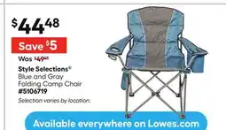 Lowe's Blue and Gray Folding Camp Chair offer