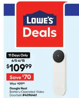 Lowe's Battery-Operated Video Doorbell offer