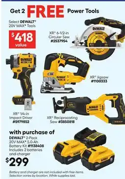Lowe's 2-Pack 20V MAXF 5.0-Ah Battery Kit offer
