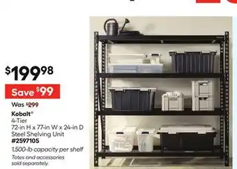 Lowe's 4-Tier 72-in H x 77-in W x 24-in D Steel Shelving Unit offer
