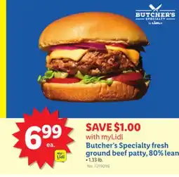 Lidl Butcher's Specialty fresh ground beef patty, 80% lean offer