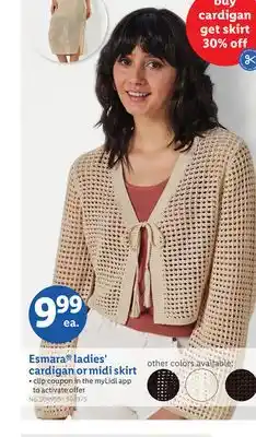 Lidl Esmara ladies' cardigan or midi skirt offer