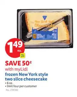Lidl frozen New York style two slice cheesecake offer