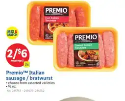 Lidl Premio Italian sausage/bratwurst offer