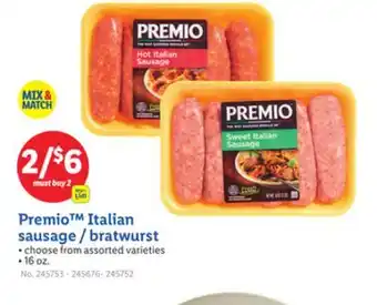 Lidl Premio Italian sausage/bratwurst offer