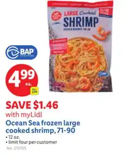Lidl Ocean Sea frozen large cooked shrimp, 71-90 offer