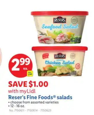Lidl Reser's Fine Foods salads offer