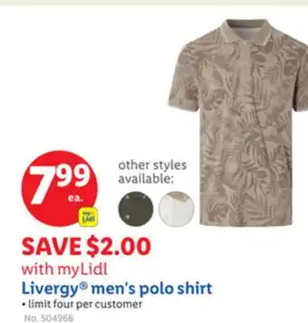 Lidl Livergy men's polo shirt offer