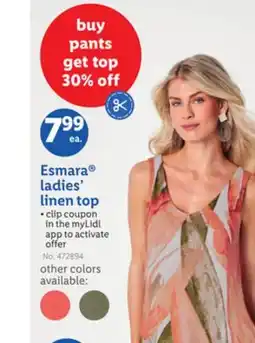 Lidl Esmara ladies' linen top offer