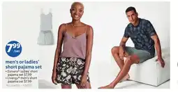 Lidl men's or ladies' short pajama set offer
