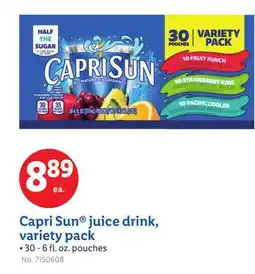 Lidl Capri Sun juice drink, variety pack offer