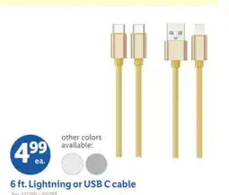 Lidl 6 ft. Lightning or USB C cable offer