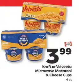 Weis Markets Kraft or Velveeta Microwave Macaroni & Cheese Cups offer