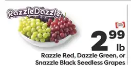Weis Markets Razzle Red, Dazzle Green, or Snazzle Black Seedless Grapes offer
