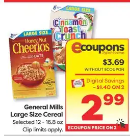 Weis Markets General Mills Large Size Cereal offer