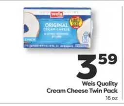 Weis Markets Weis Quality Cream Cheese Twin Pack offer