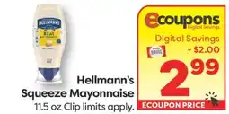 Weis Markets Hellmann's Squeeze Mayonnaise offer