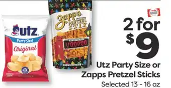 Weis Markets Utz Party Size or Zapps Pretzel Sticks offer